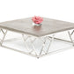 HomeRoots 13" Concrete and Steel Coffee Table in Chrome Finish