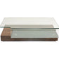HomeRoots 13" Elm Veneer and Glass Coffee Table