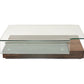 HomeRoots 13" Elm Veneer and Glass Coffee Table