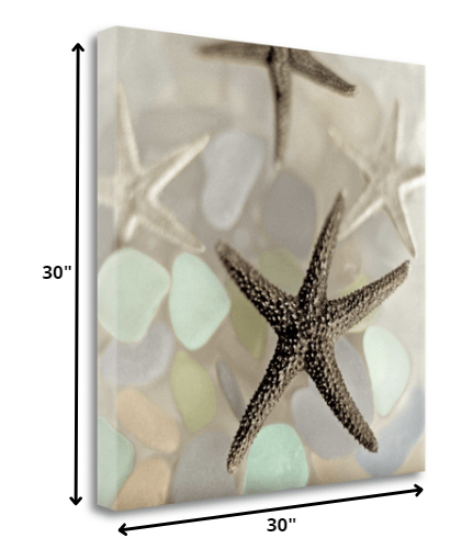 HomeRoots 13" Four Starfish and Faded Seaglass 3 Giclee Wrap Canvas Wall Art
