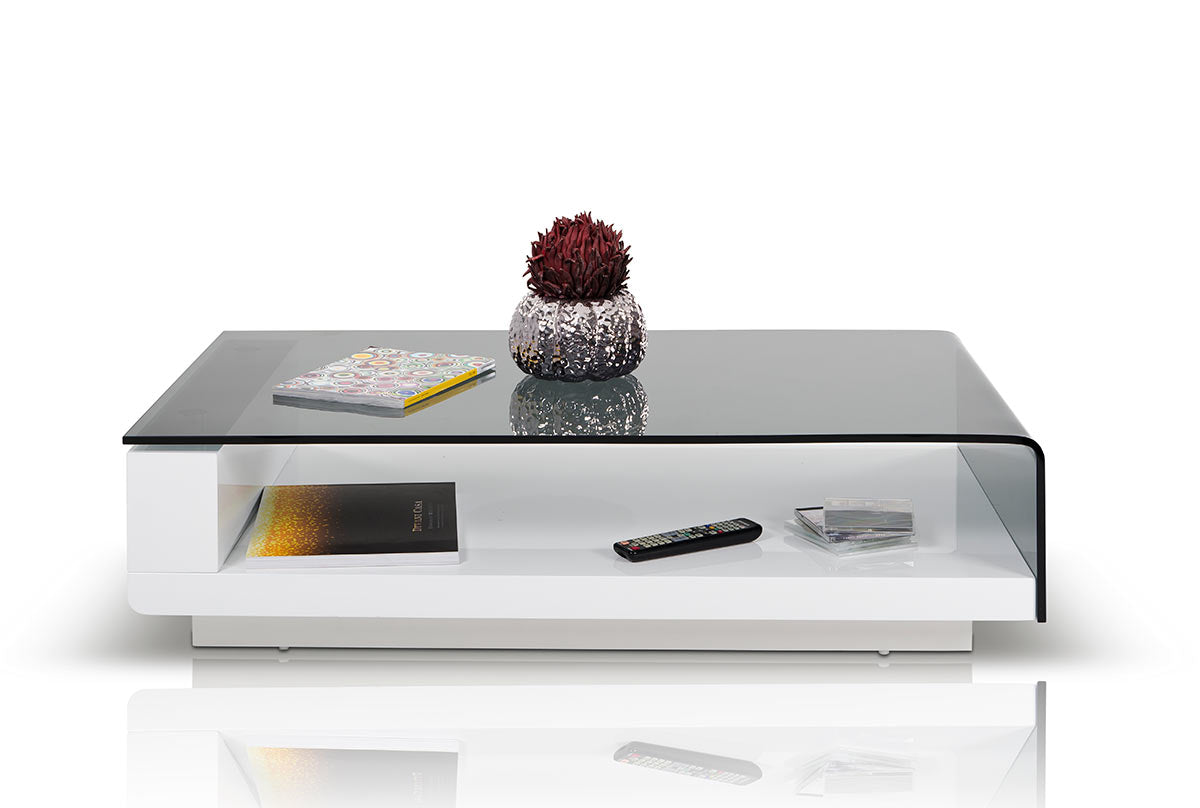 HomeRoots 13' Glass Steel and MDF Coffee Table