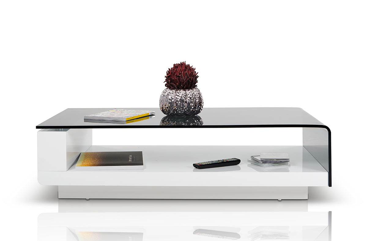 HomeRoots 13' Glass Steel and MDF Coffee Table