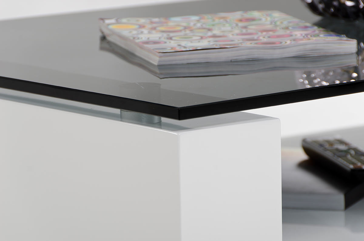 HomeRoots 13' Glass Steel and MDF Coffee Table