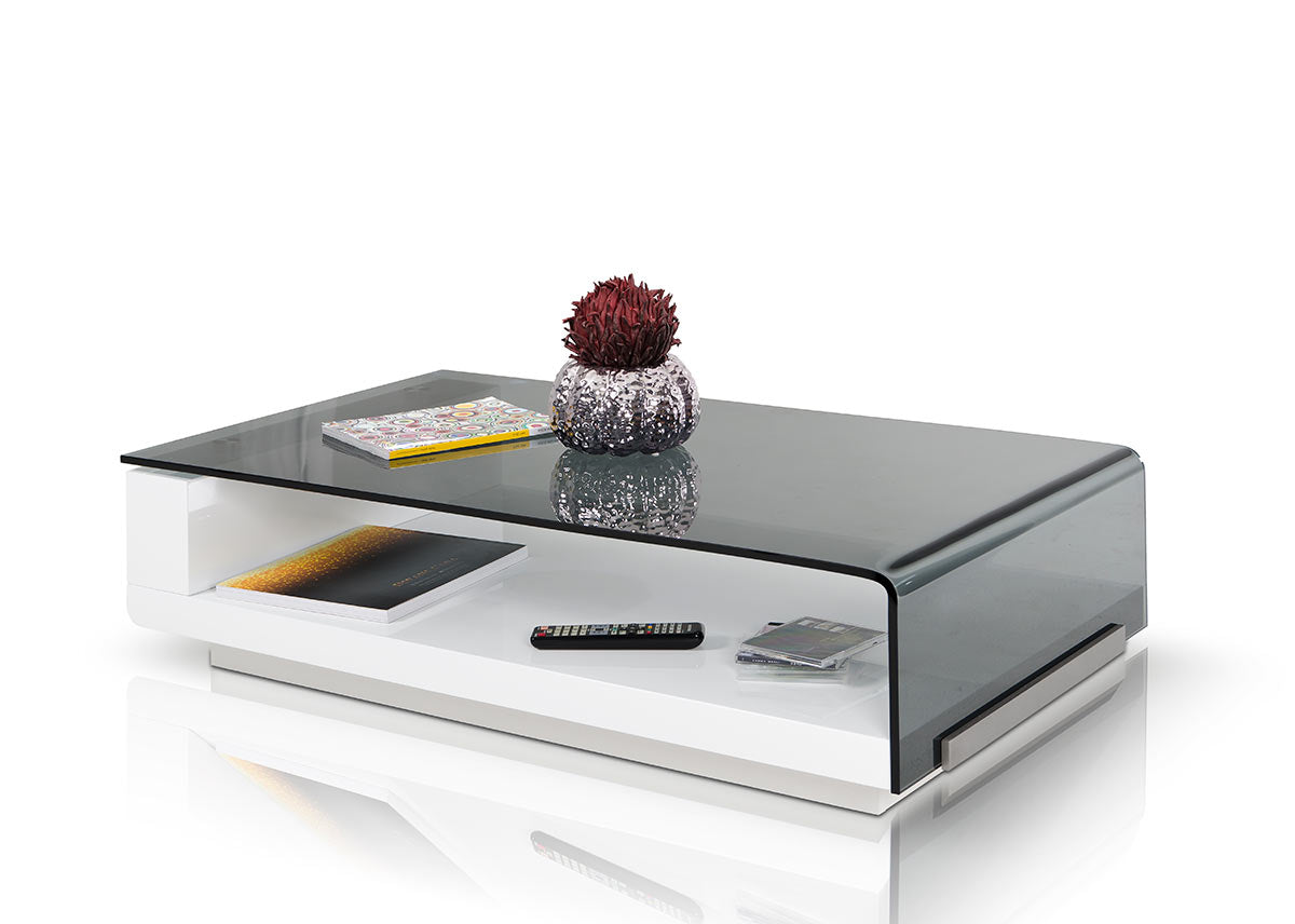 HomeRoots 13' Glass Steel and MDF Coffee Table