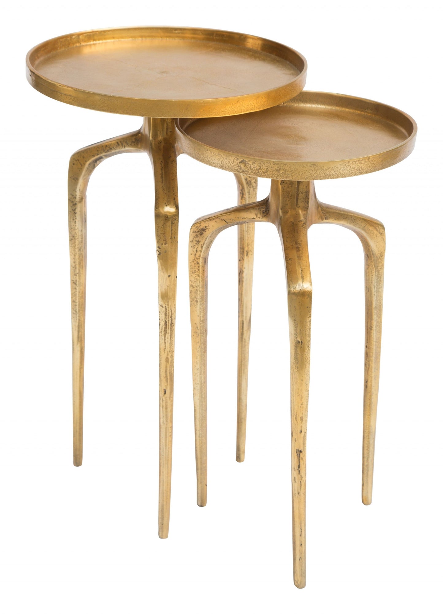 HomeRoots 13" Gold Nested Tables in Set of Two