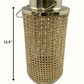 HomeRoots 13" Gold and Cane Hurricane Candle Holder