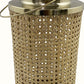 HomeRoots 13" Gold and Cane Hurricane Candle Holder
