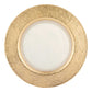 HomeRoots 13" Hand Crafted Gold Glass Authentic Leaf Round Charger Plate