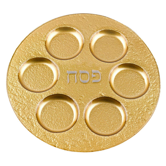 HomeRoots 13" Handcrafted Decor Gold Seder Plate