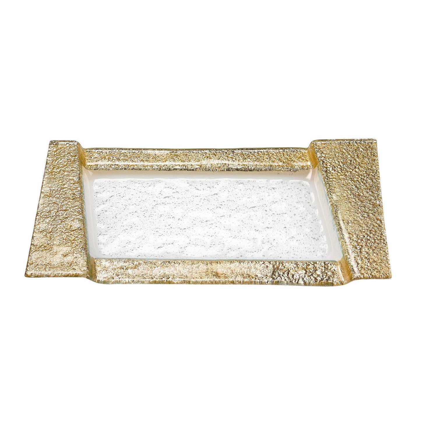 HomeRoots 13" Handcrafted Snack or Vanity Tray in Gold Finish