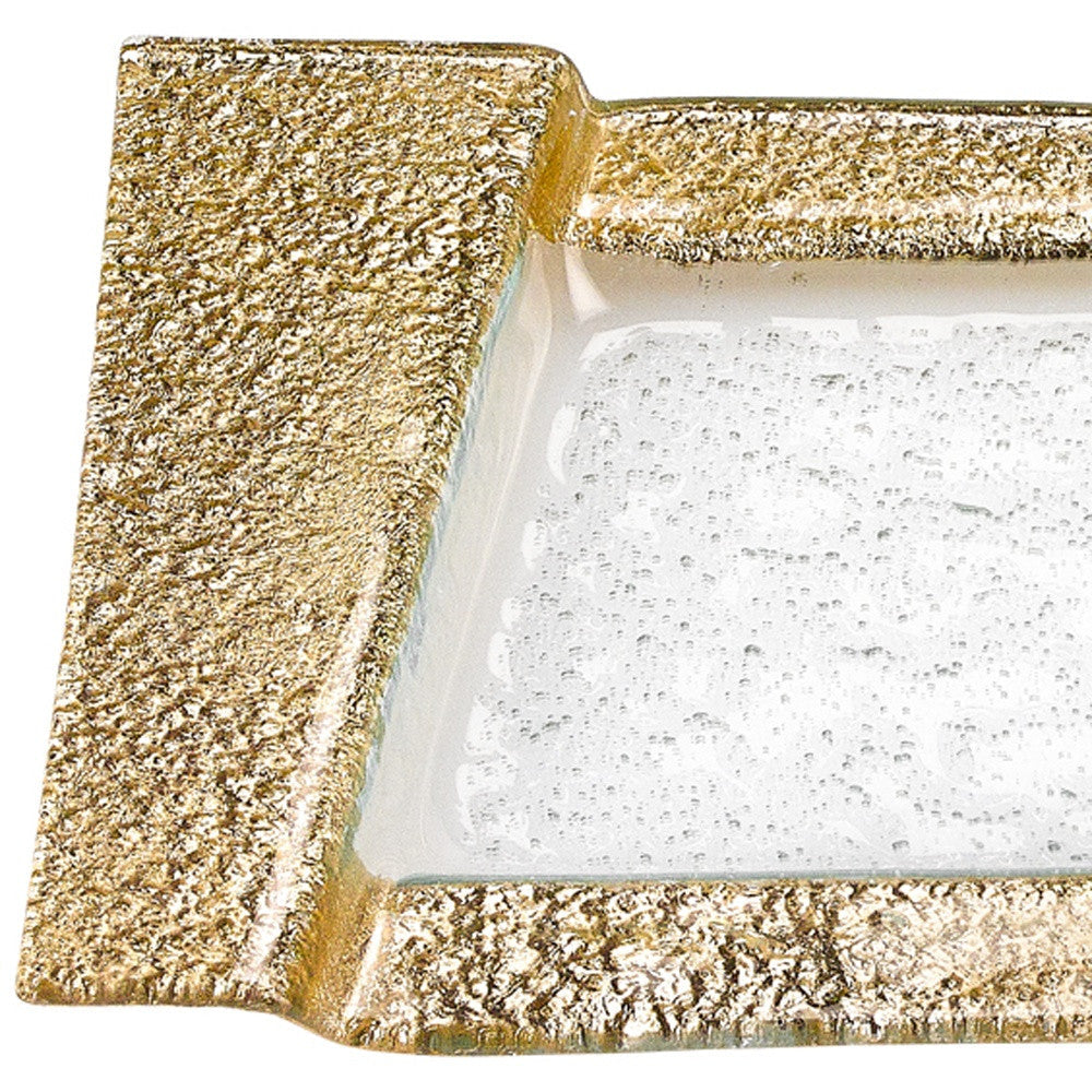 HomeRoots 13" Handcrafted Snack or Vanity Tray in Gold Finish