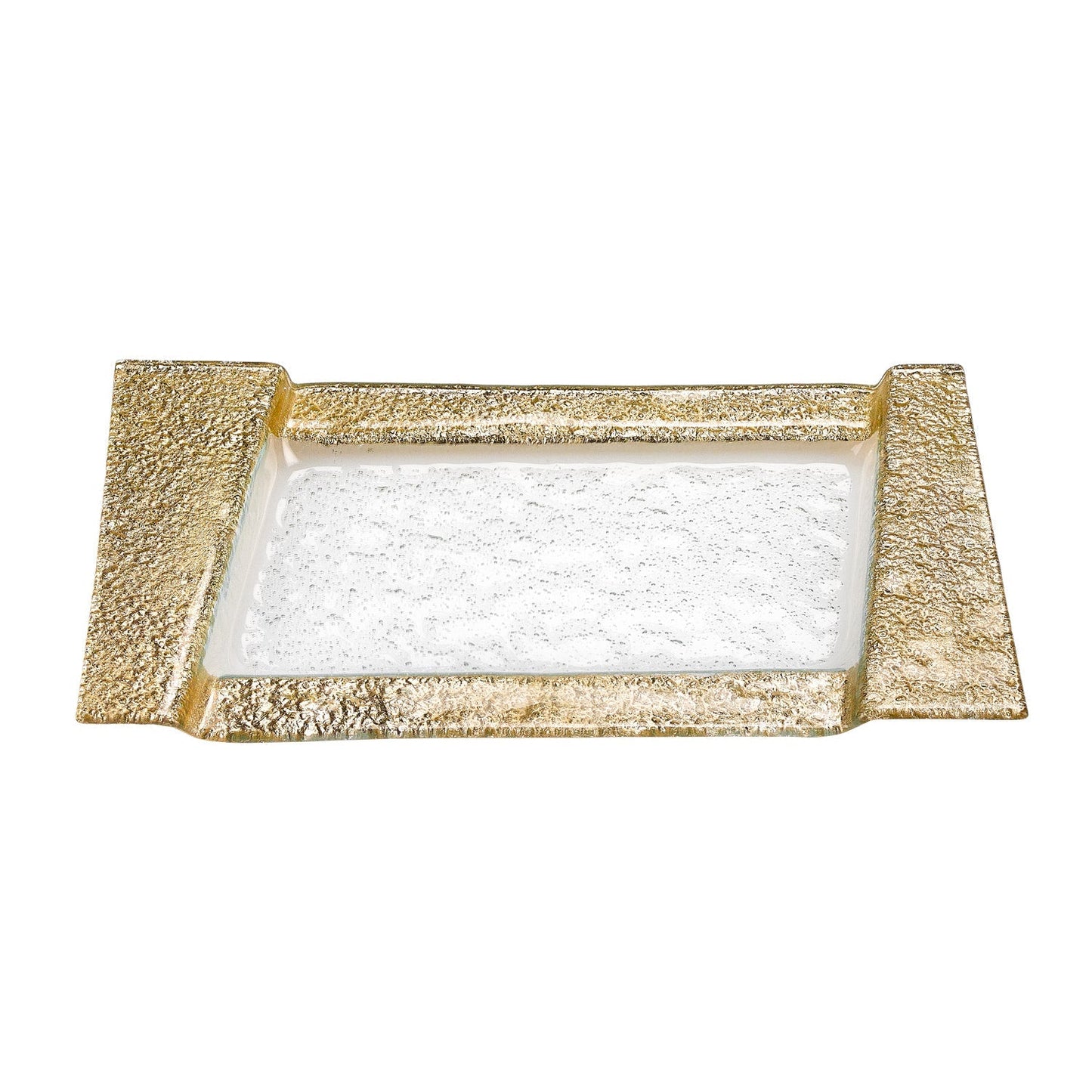 HomeRoots 13" Handcrafted Snack or Vanity Tray in Gold Finish