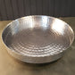 HomeRoots 13" Handcrafted Stainless Steel Round Tray With Hammered Finish