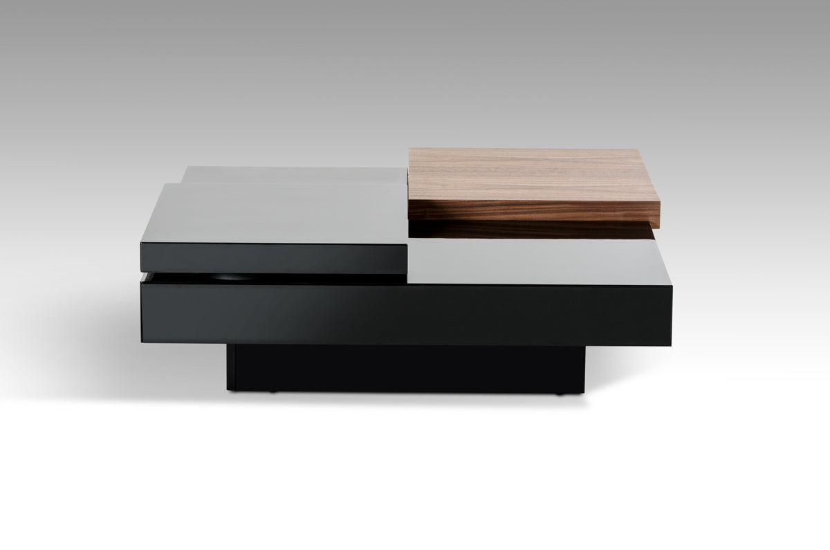 HomeRoots 13" MDF and Veneer Coffee Table With Walnut and Black Finish