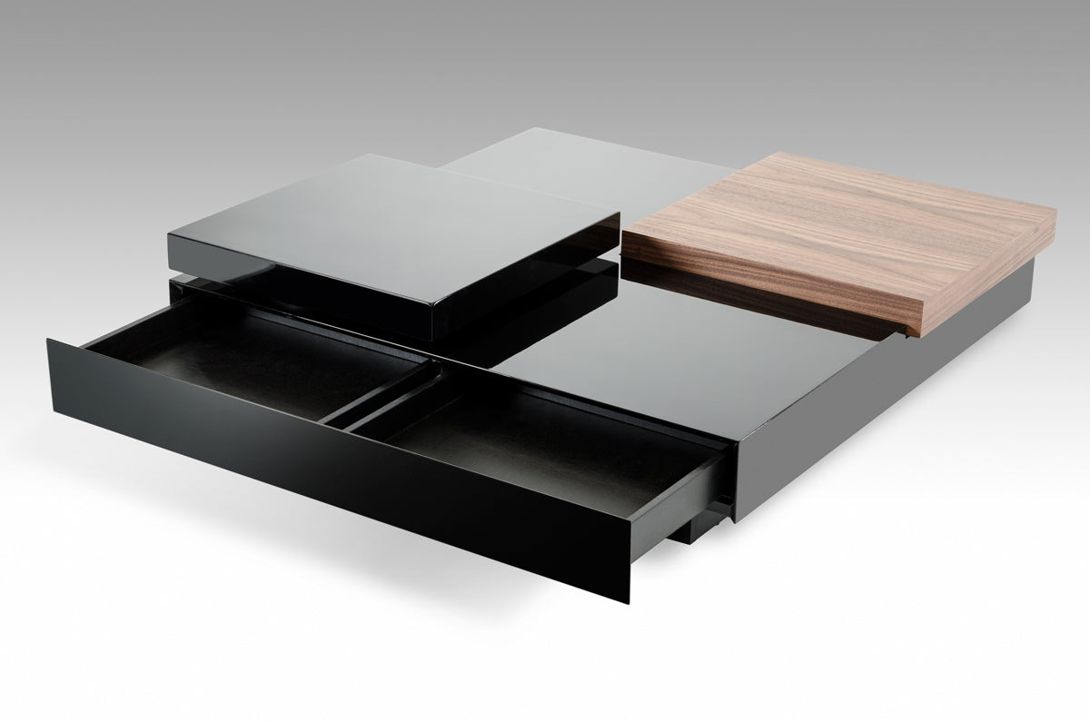 HomeRoots 13" MDF and Veneer Coffee Table With Walnut and Black Finish