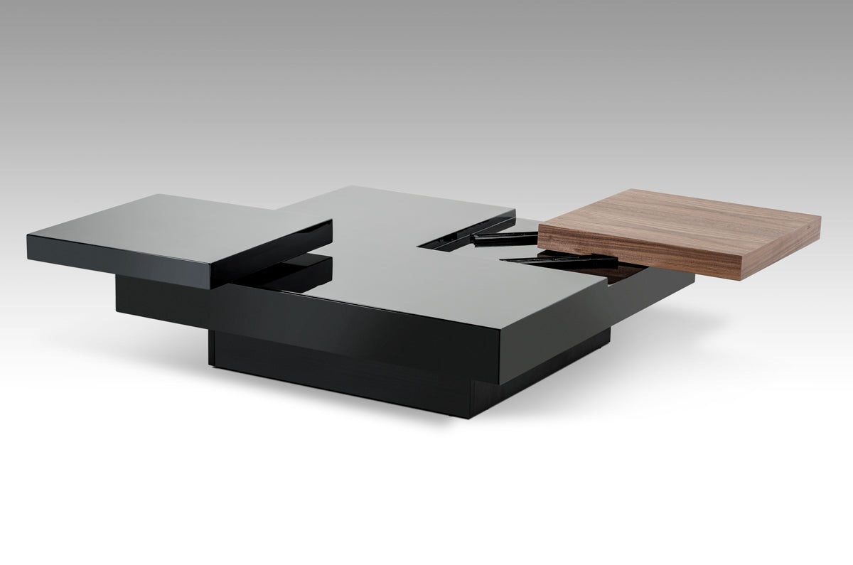 HomeRoots 13" MDF and Veneer Coffee Table With Walnut and Black Finish