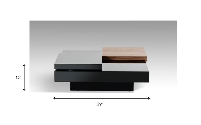 HomeRoots 13" MDF and Veneer Coffee Table With Walnut and Black Finish