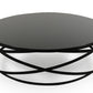 HomeRoots 13" Metal and Glass Coffee Table in Black Finish
