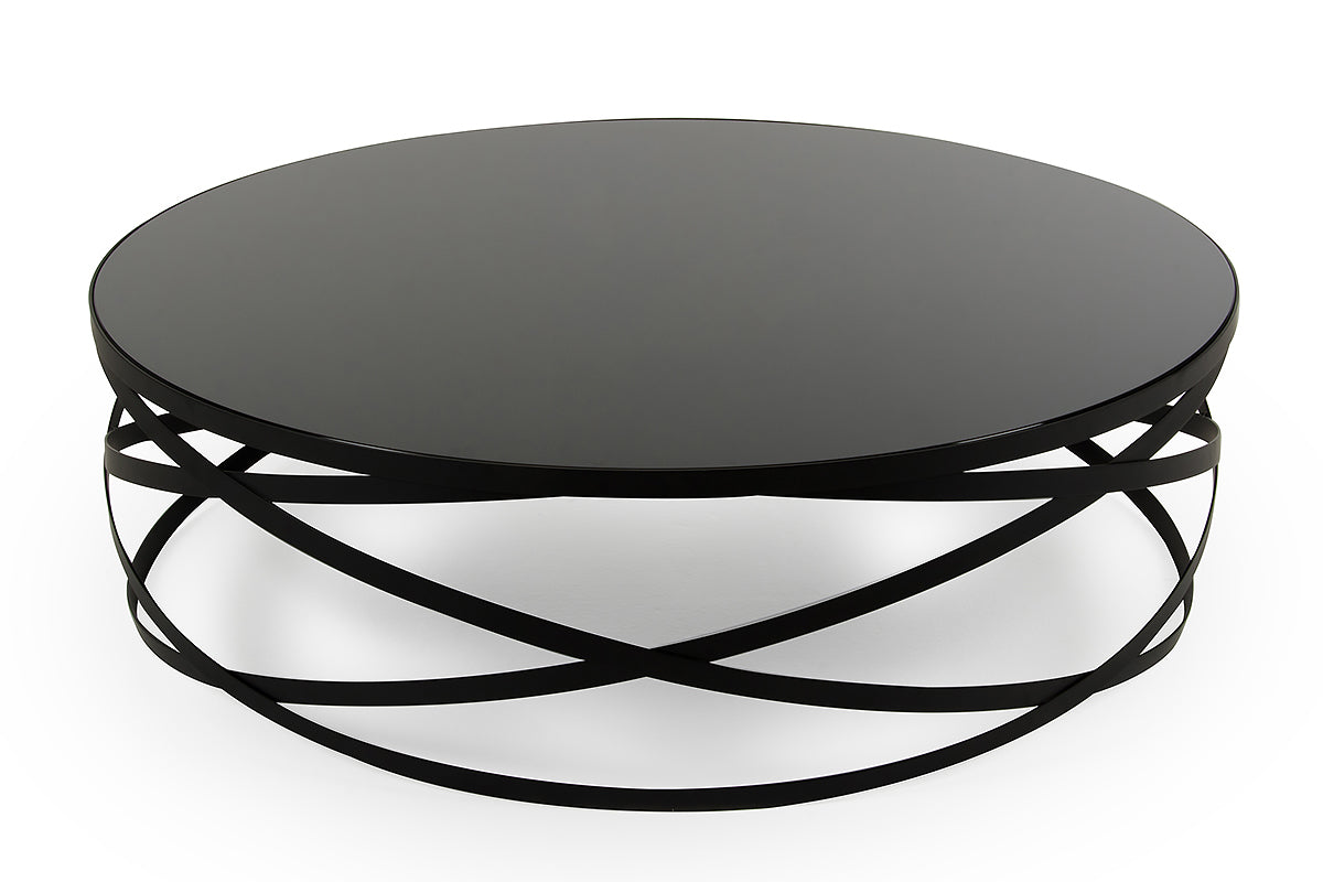 HomeRoots 13" Metal and Glass Coffee Table in Black Finish