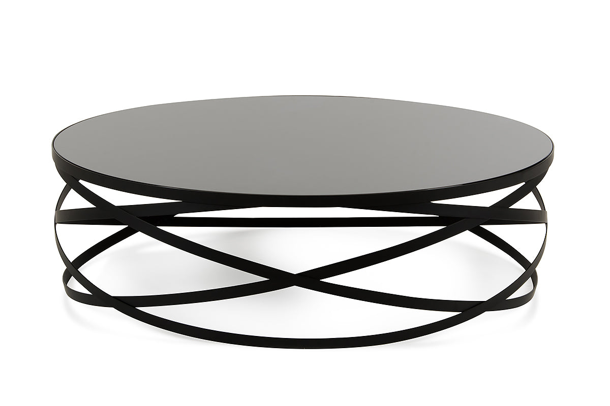 HomeRoots 13" Metal and Glass Coffee Table in Black Finish