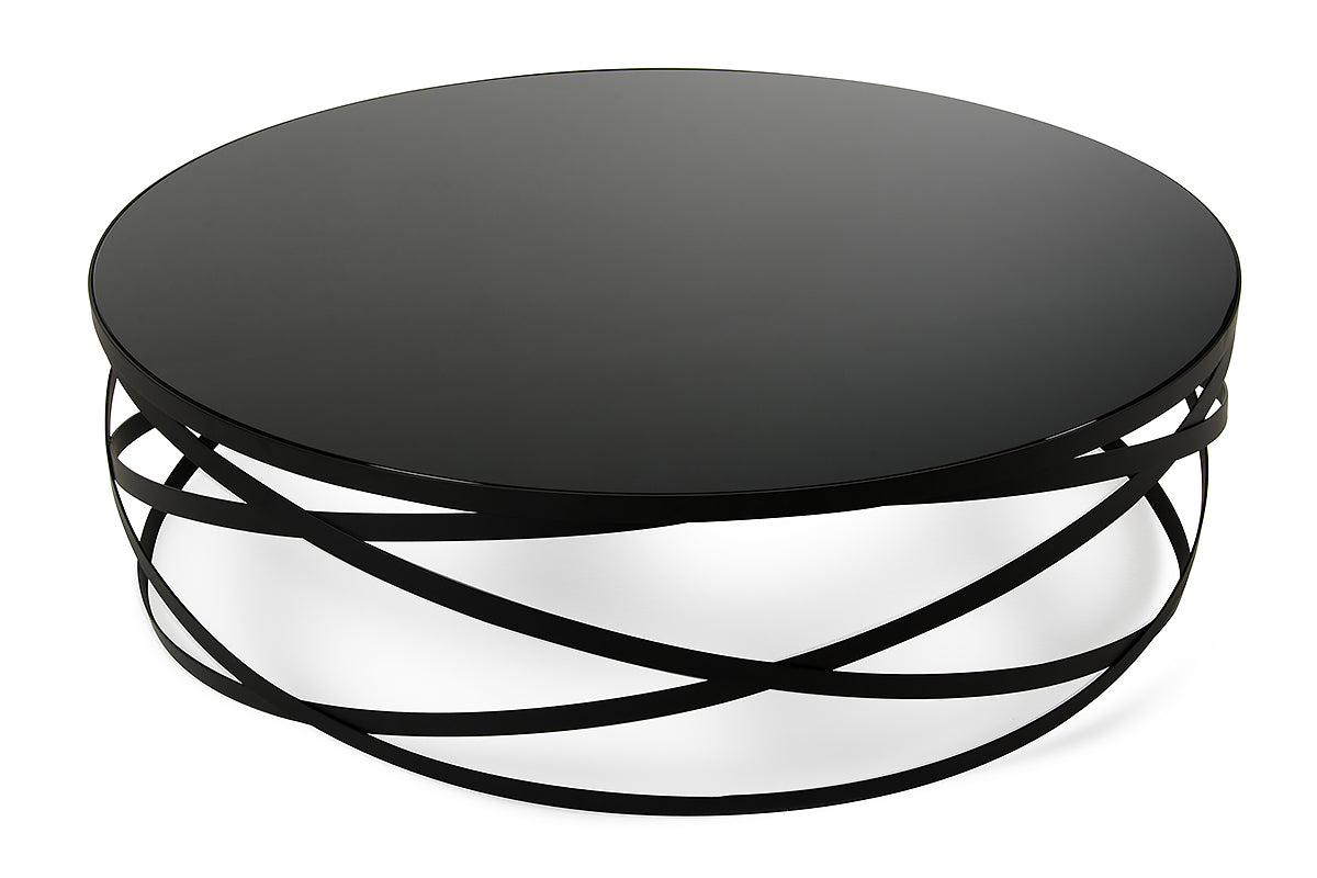 HomeRoots 13" Metal and Glass Coffee Table in Black Finish