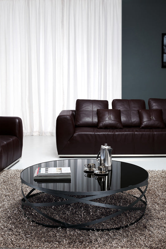 HomeRoots 13" Metal and Glass Coffee Table in Black Finish