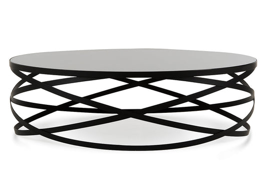 HomeRoots 13" Metal and Glass Coffee Table in Black Finish