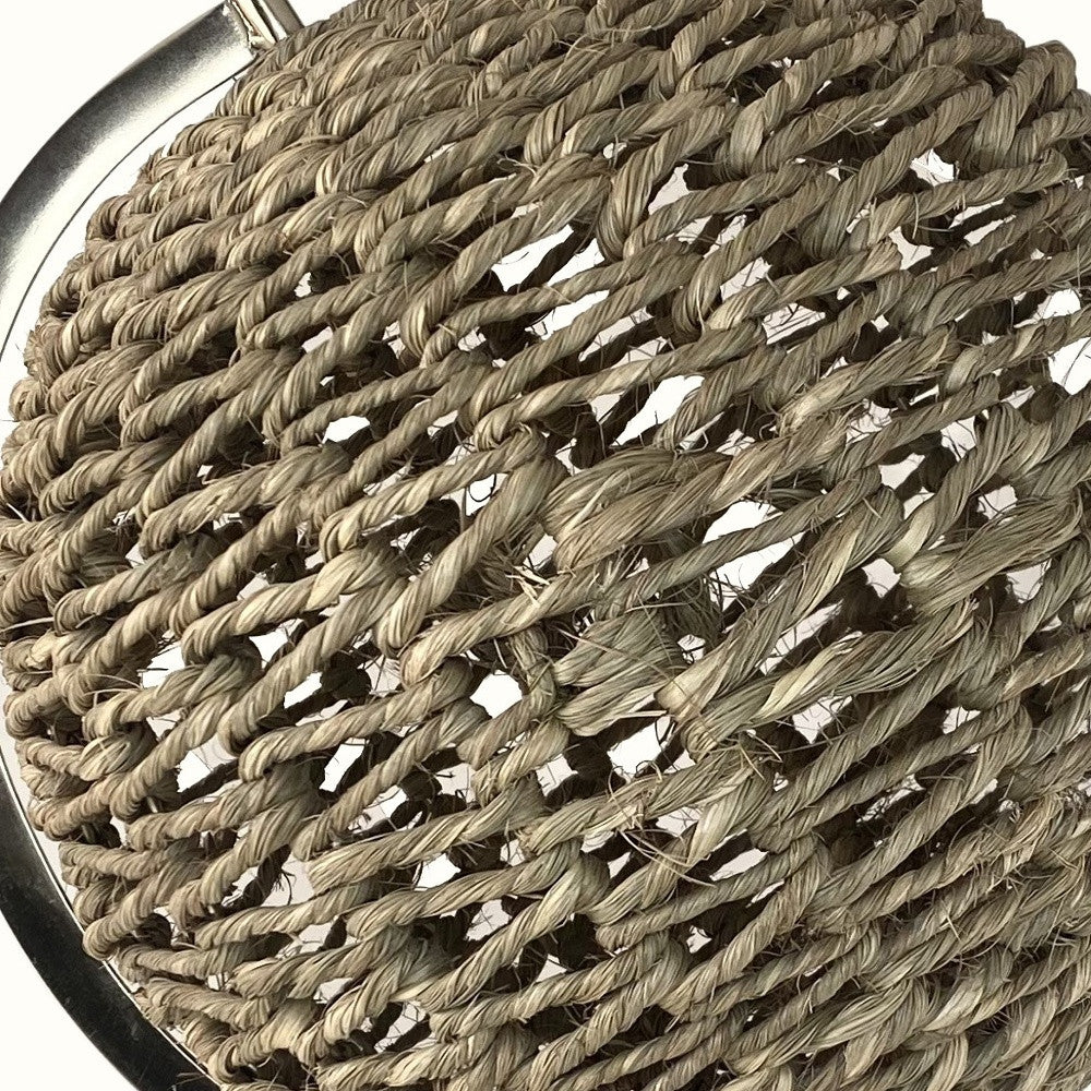 HomeRoots 13" Modern Farmhouse Rustic Jute and Marble Globe Sculpture