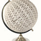 HomeRoots 13" Modern Farmhouse Rustic Rattan and Marble Globe Sculpture
