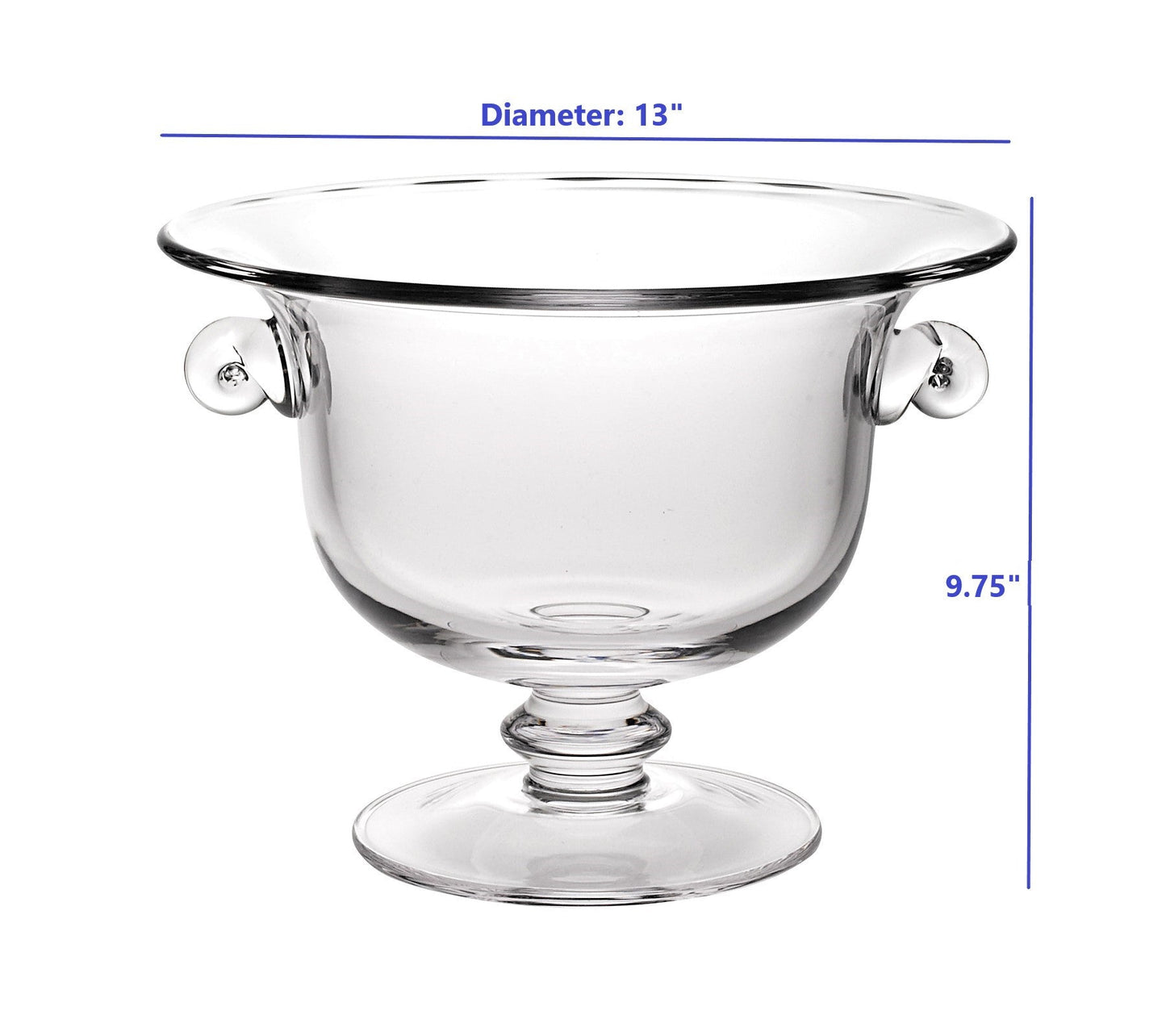 HomeRoots 13" Mouth Blown Crystal Trophy Centerpiece Fruit or Punchbowl