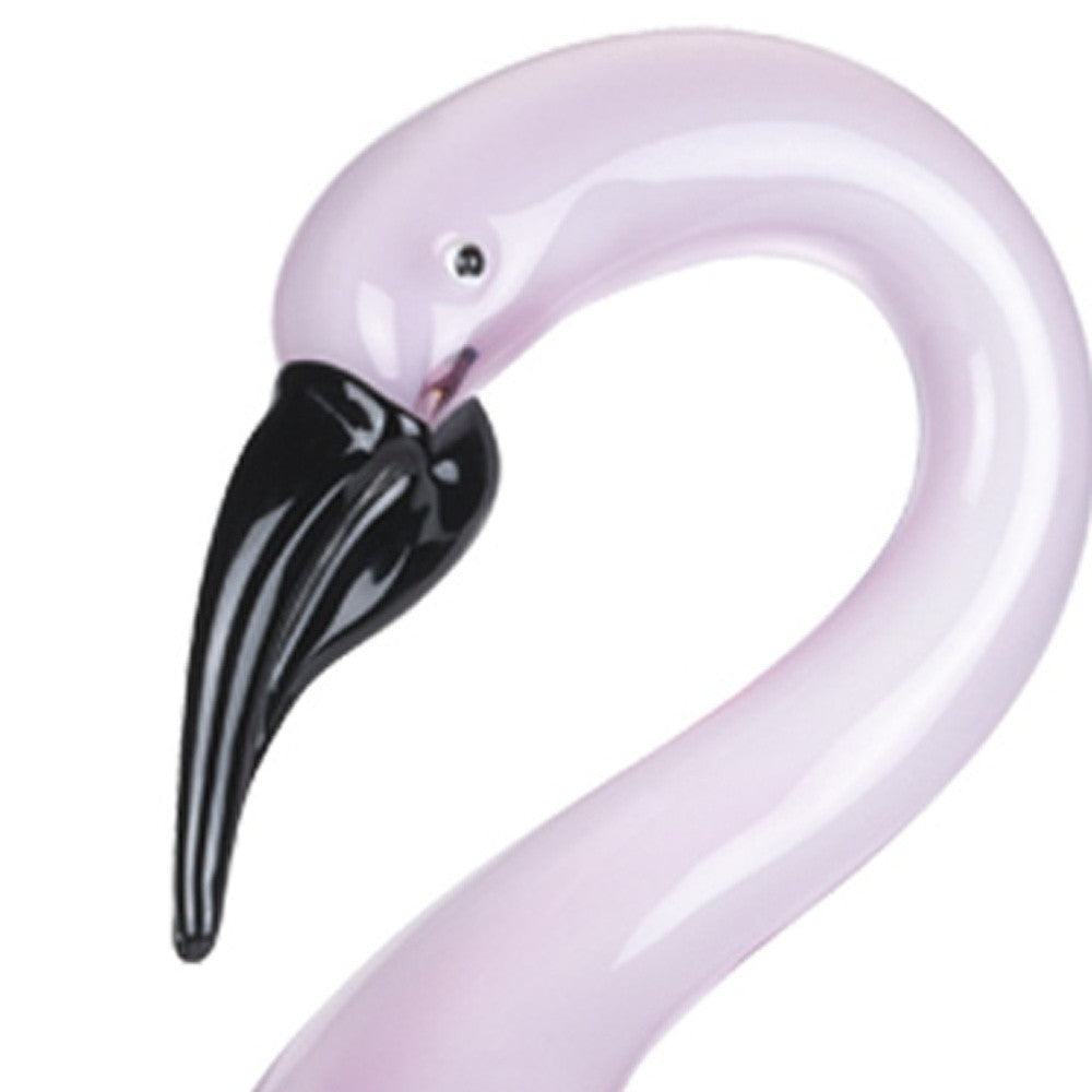 HomeRoots 13 Mouth Blown Pink Flamingo Art Glass