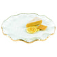 HomeRoots 13" Mouth Blown Wavy Platter or Charger With Gold Leaf Edge Finish
