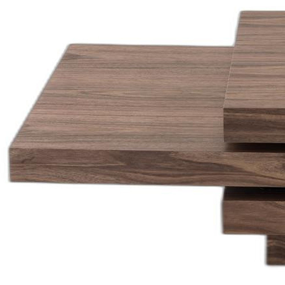 HomeRoots 13" Veneer Coffee Table With Walnut Finish