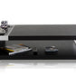HomeRoots 13" Veneer Glass and Aluminum Coffee Table in Black Oak Finish