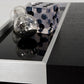 HomeRoots 13" Veneer Glass and Aluminum Coffee Table in Black Oak Finish