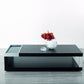 HomeRoots 13" Veneer Glass and Aluminum Coffee Table in Black Oak Finish