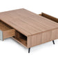 HomeRoots 13" Veneer Metal and Glass Coffee Table in Walnut Finish