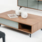 HomeRoots 13" Veneer Metal and Glass Coffee Table in Walnut Finish