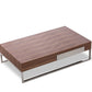 HomeRoots 13" Veneer Steel and Glass Coffee Table in Walnut Finish