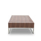 HomeRoots 13" Veneer Steel and Glass Coffee Table in Walnut Finish