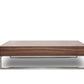 HomeRoots 13" Veneer Steel and Glass Coffee Table in Walnut Finish
