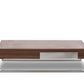 HomeRoots 13" Veneer Steel and Glass Coffee Table in Walnut Finish