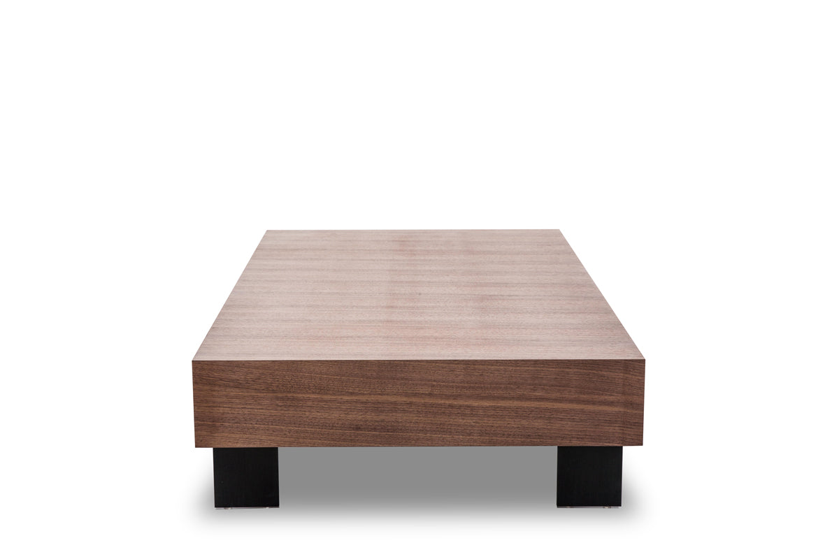 HomeRoots 13" Veneer and Aluminum Coffee Table in Walnut Finish
