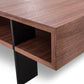 HomeRoots 13" Veneer and Aluminum Coffee Table in Walnut Finish