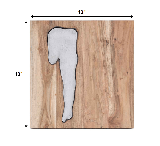 HomeRoots 13' x 13' x 1' Silver Natural Wood and Metal Wall Tile