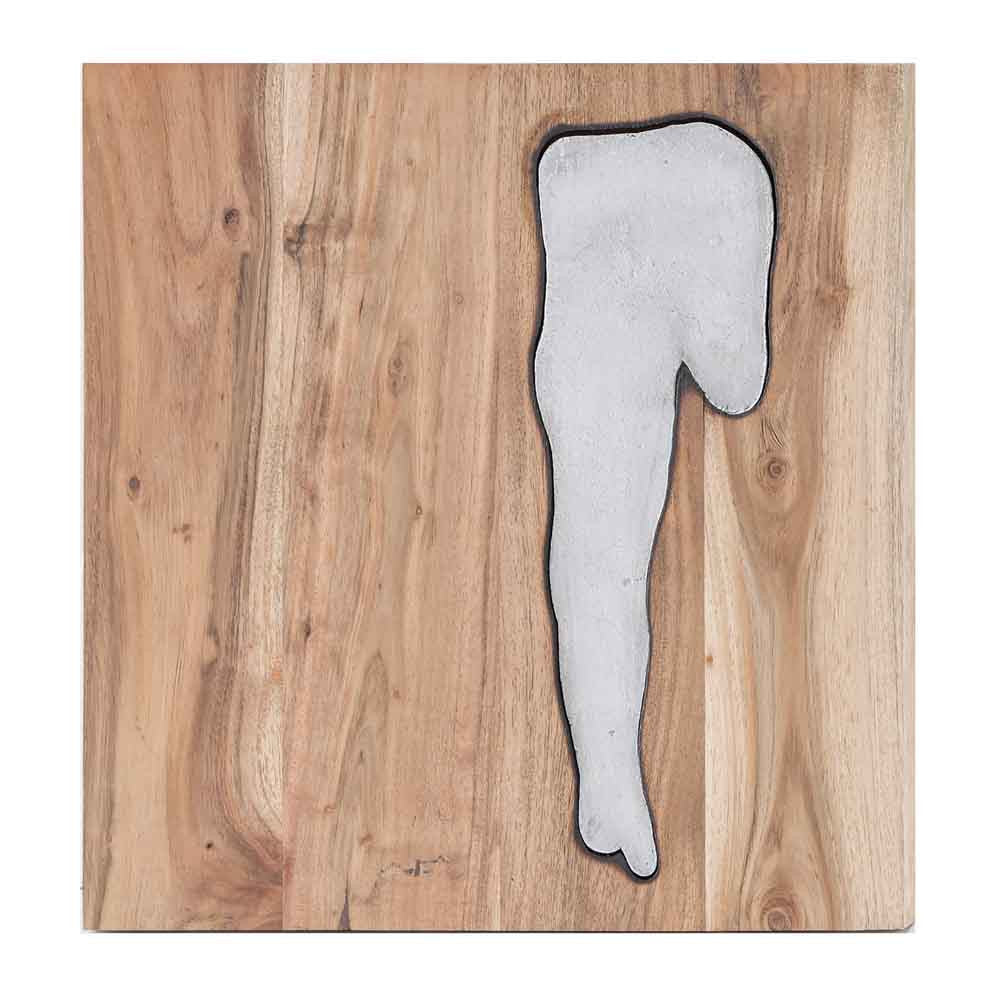 HomeRoots 13' x 13' x 1' Silver Natural Wood and Metal Wall Tile