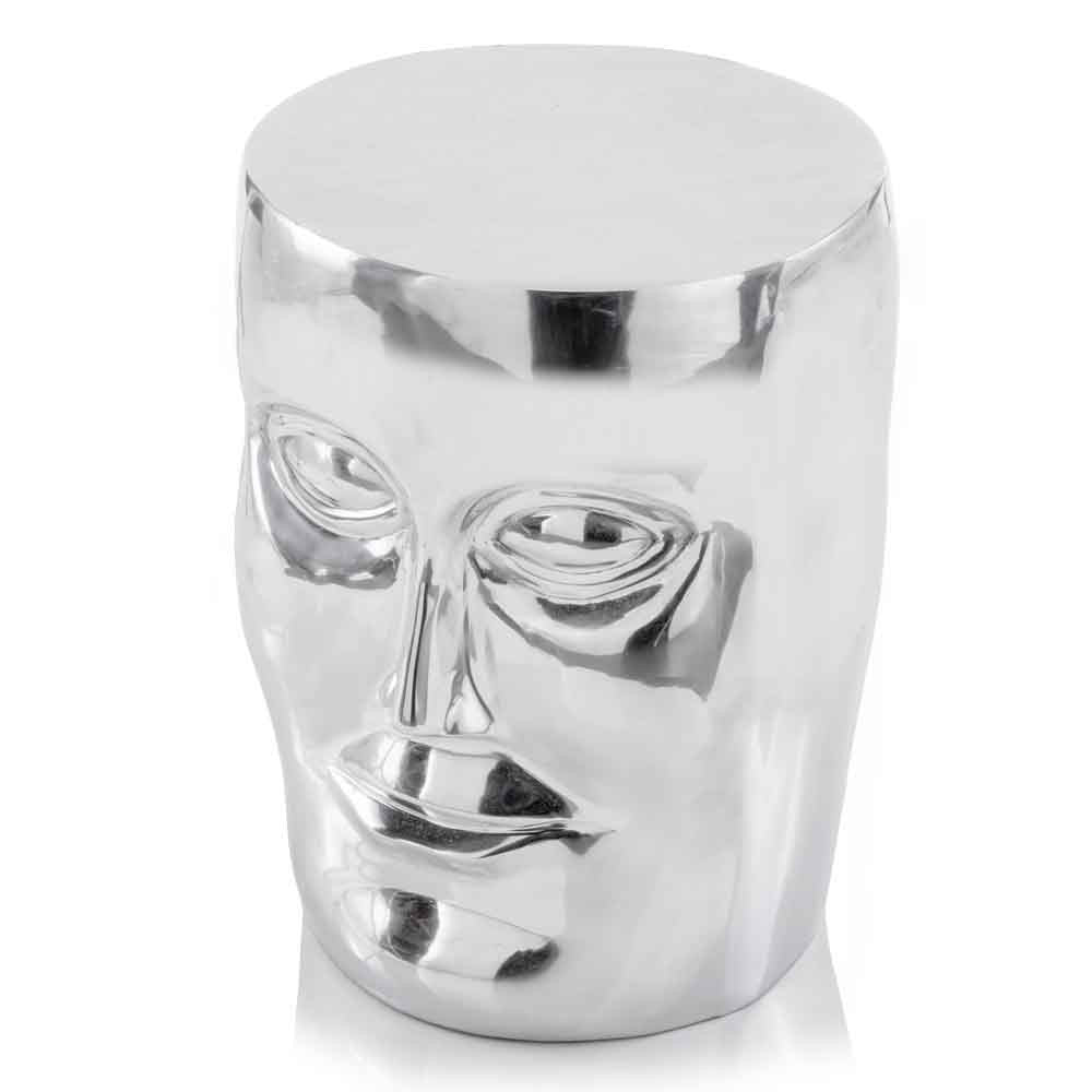 HomeRoots 13" x 13" x 18" Aluminum Face Stool With Silver Finish