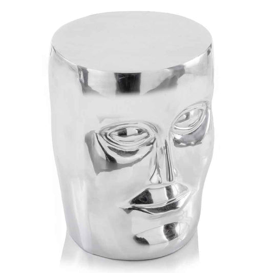 HomeRoots 13" x 13" x 18" Aluminum Face Stool With Silver Finish