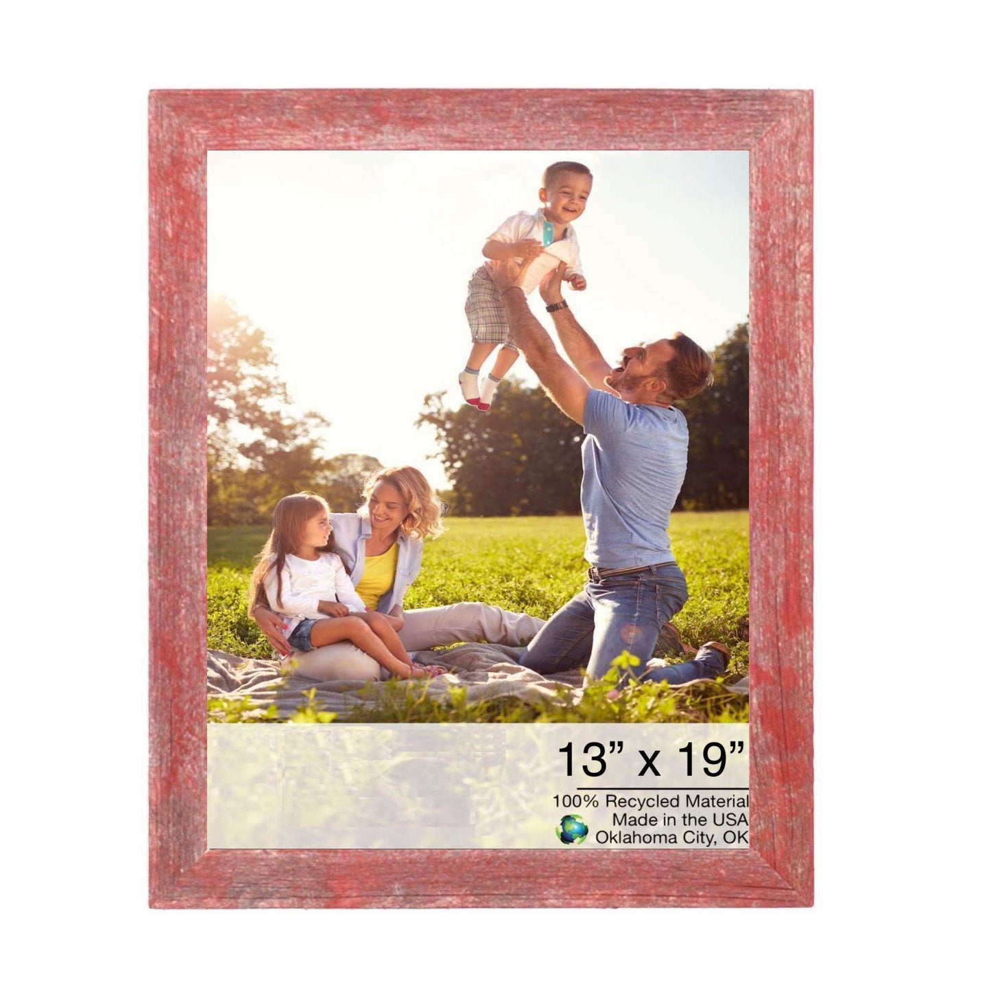 HomeRoots 13” x 19” Rustic Farmhouse Red Wood Frame