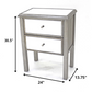 HomeRoots 13.75" x 24" x 30.5" Coastal Mirrored End Table With 2 Drawers in Silver Finish